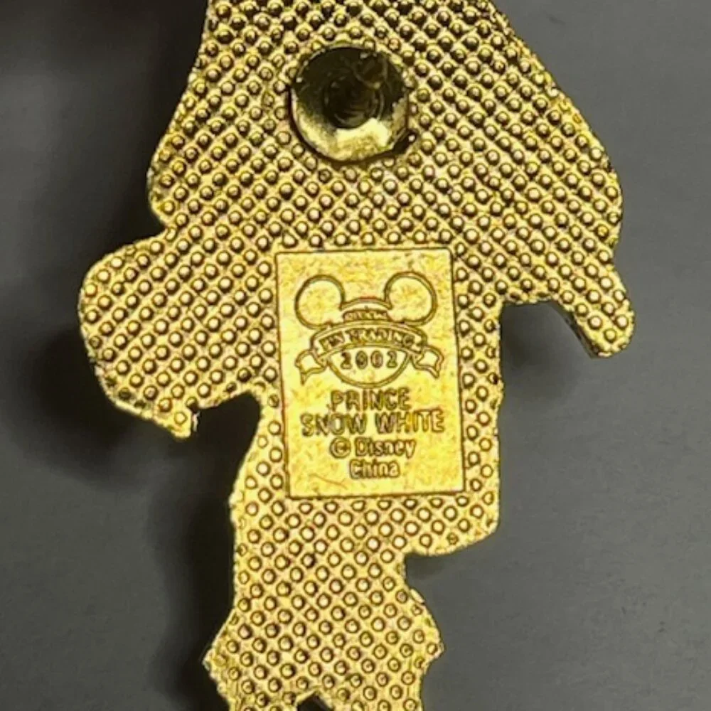 Disney Prince Charming Snow White Lapel Hat Vest Pin Gold Tone 1.75